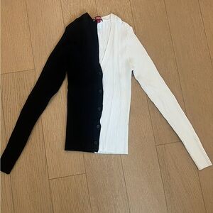 Staud Cardigan, Black/White, Sz S